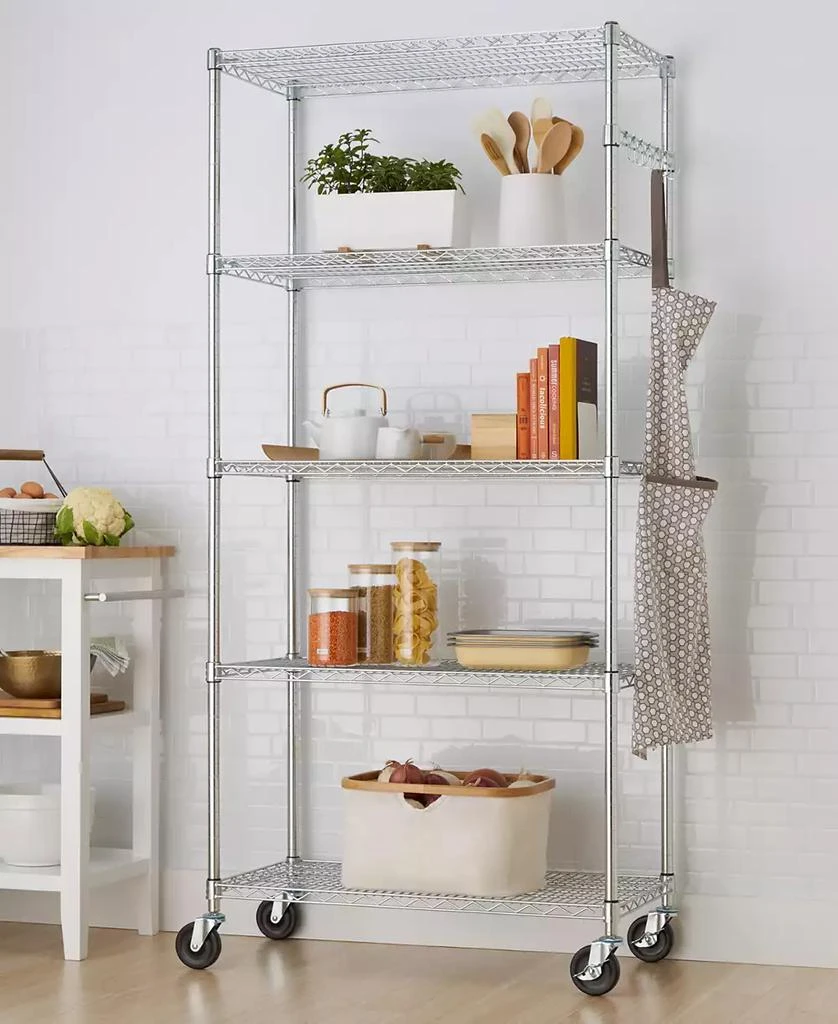 商品TRINITY|5-Tier Wire Shelving Rack Includes Wheels,价格¥2360,第3张图片详细描述
