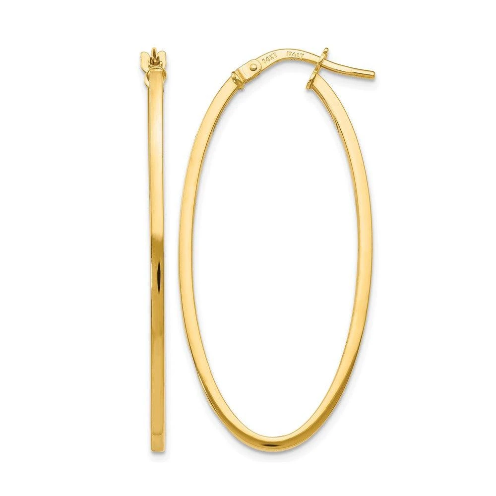 商品Diamond2Deal|14K Yellow Gold Oval Shape Hoop Earrings 40mm,价格¥3520,第1张图片