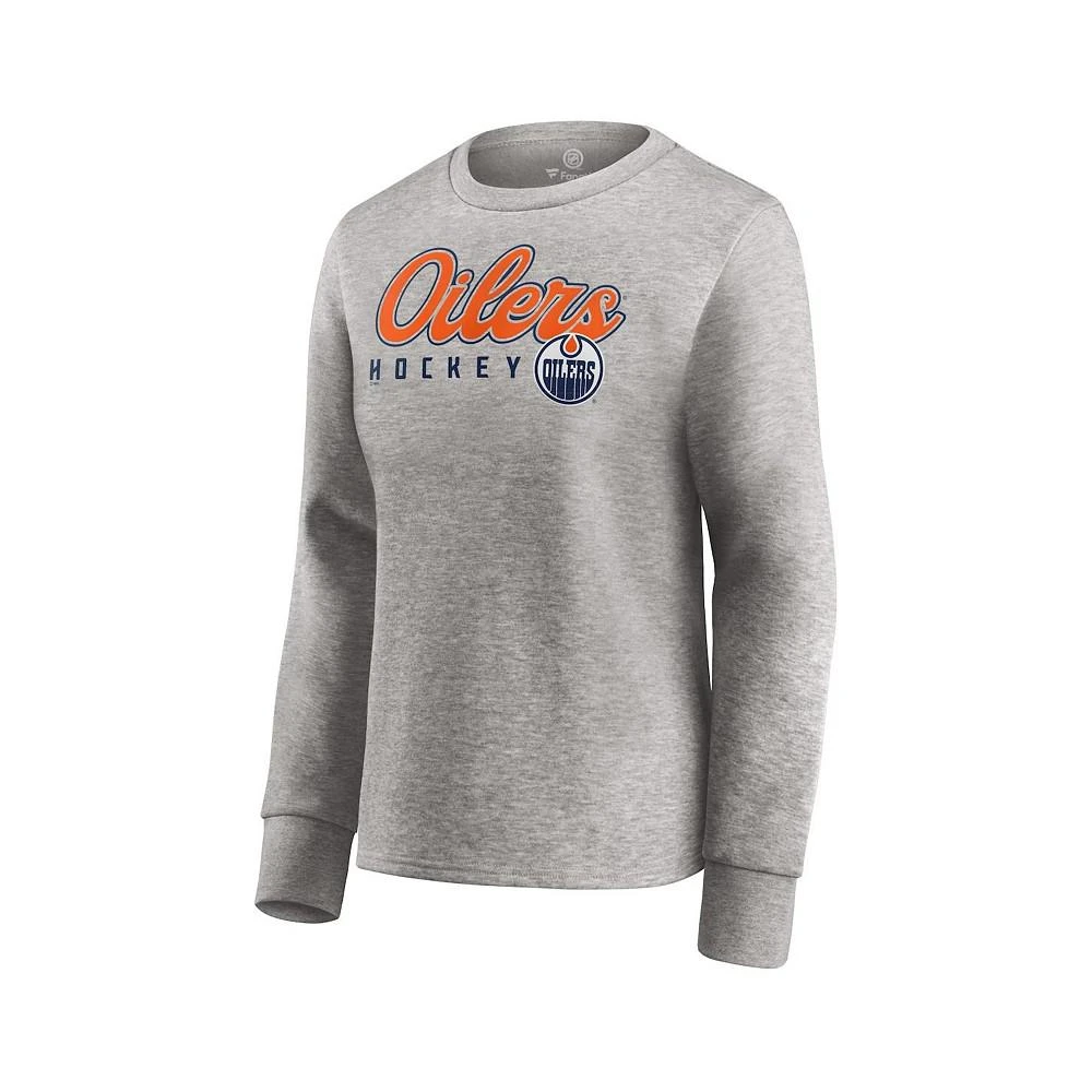 商品Fanatics|Women's Branded Heathered Gray Edmonton Oilers Fan Favorite Script Pullover Sweatshirt,价格¥455,第3张图片详细描述