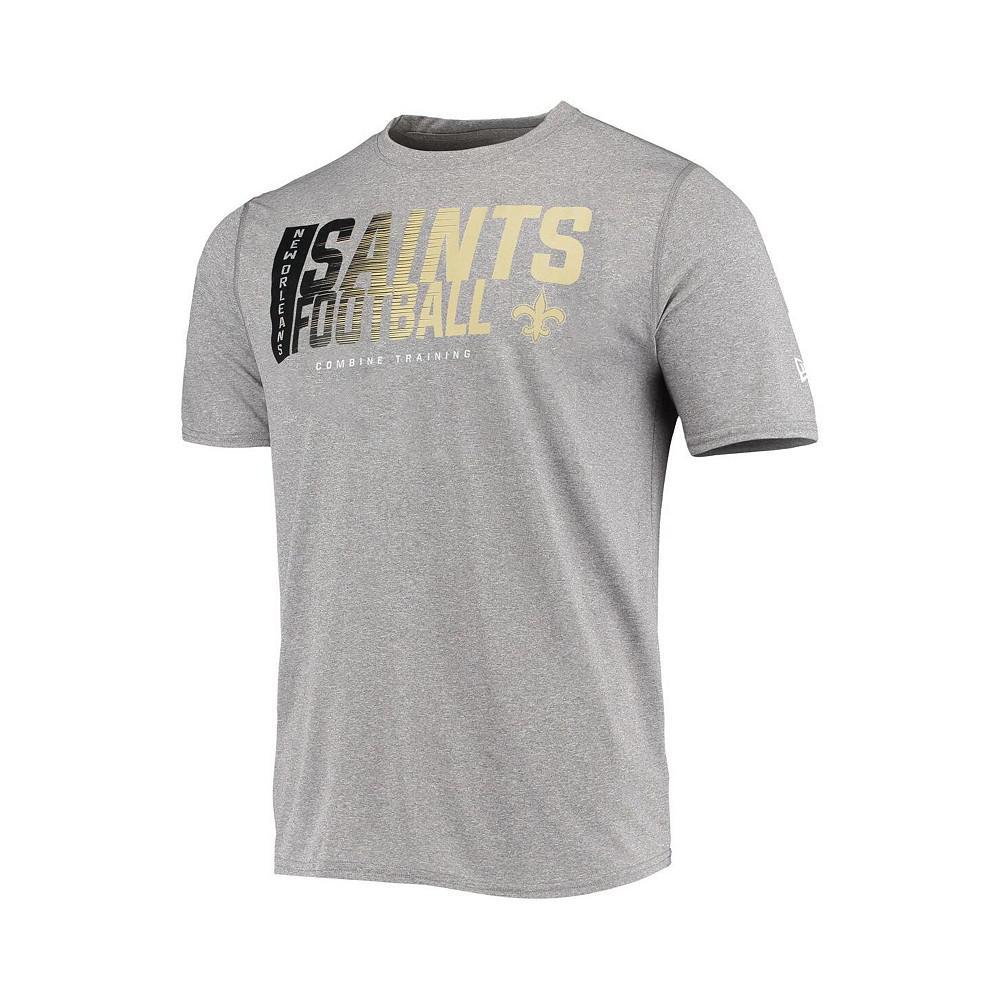 商品New Era|Men's Heathered Gray New Orleans Saints Combine Authentic Game On T-shirt,价格¥225,第5张图片详细描述