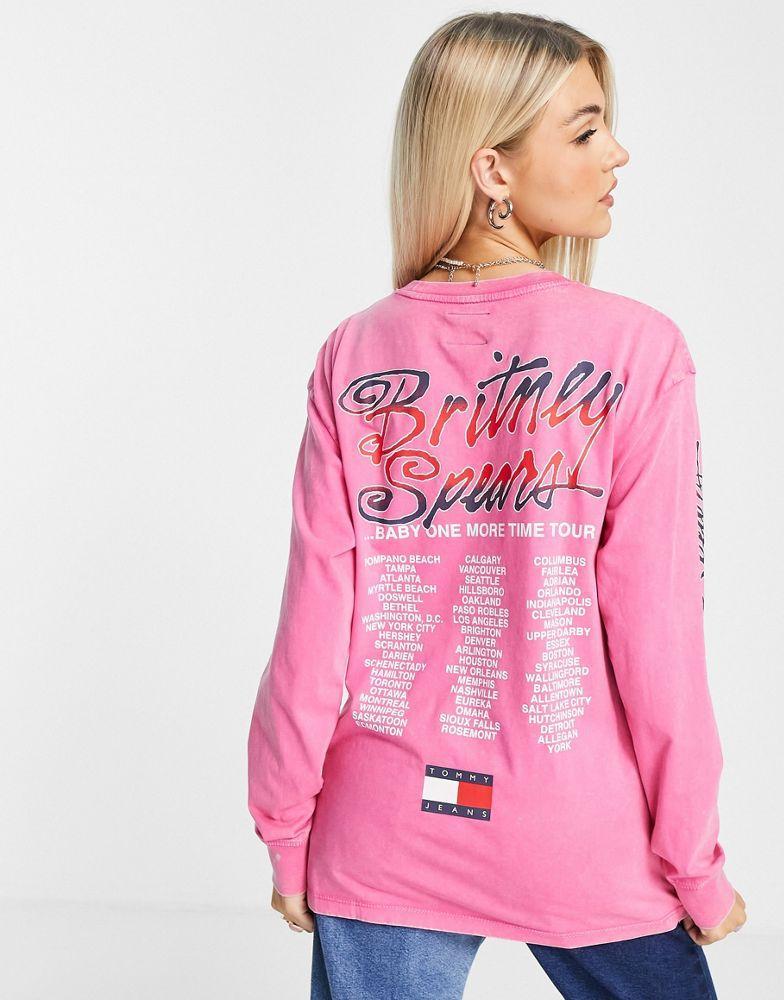 商品Tommy Hilfiger|Tommy Jeans x Music Edition Britney Spears oversized long sleeve t-shirt in pink,价格¥330,第4张图片详细描述