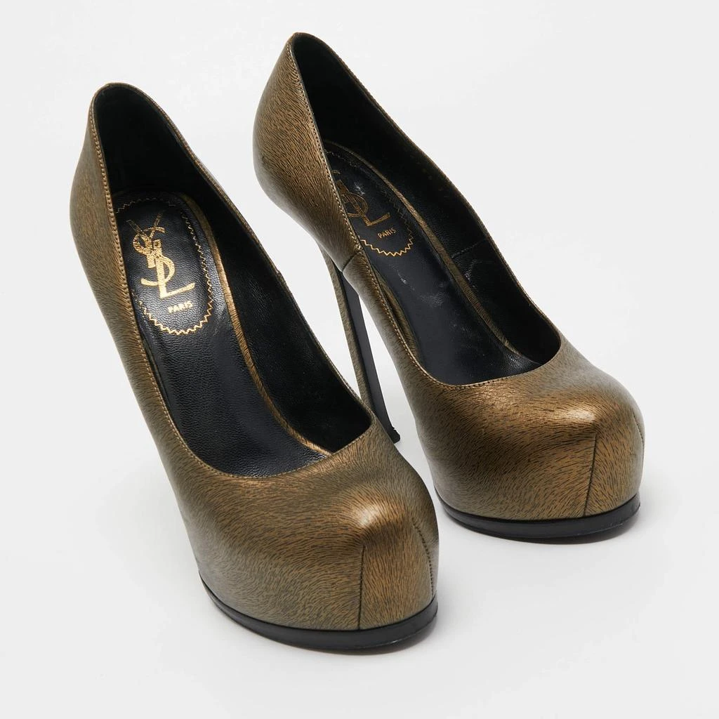 商品[二手商品] Yves Saint Laurent|Saint Laurent Two Tone Textured Leather Tribtoo Pumps Size 37,价格¥894,第4张图片详细描述