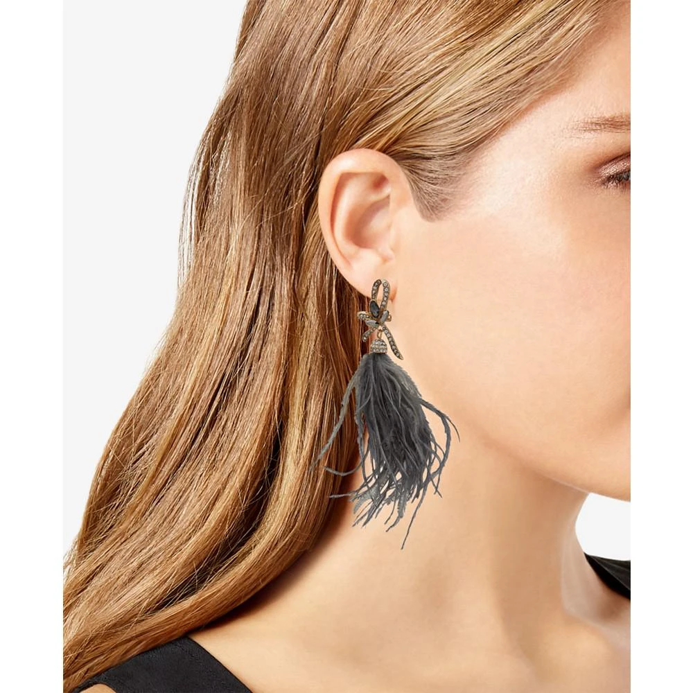 商品Lonna & Lilly|Gold-Tone Crystal Bow & Feather Linear Drop Earrings,价格¥238,第2张图片详细描述