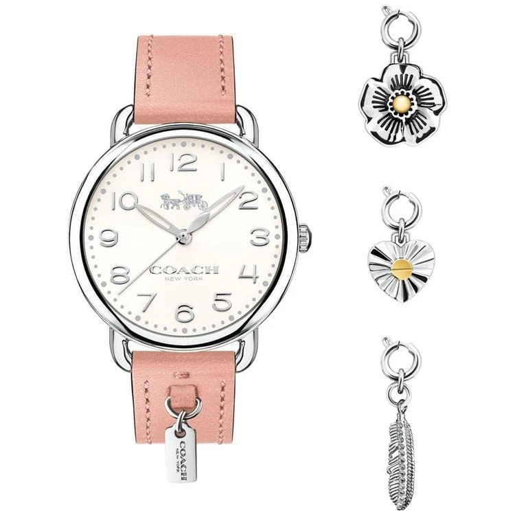 商品Coach|Women's Delancey Blush Leather Strap Watch 36mm Gift Set,价格¥1655,第1张图片