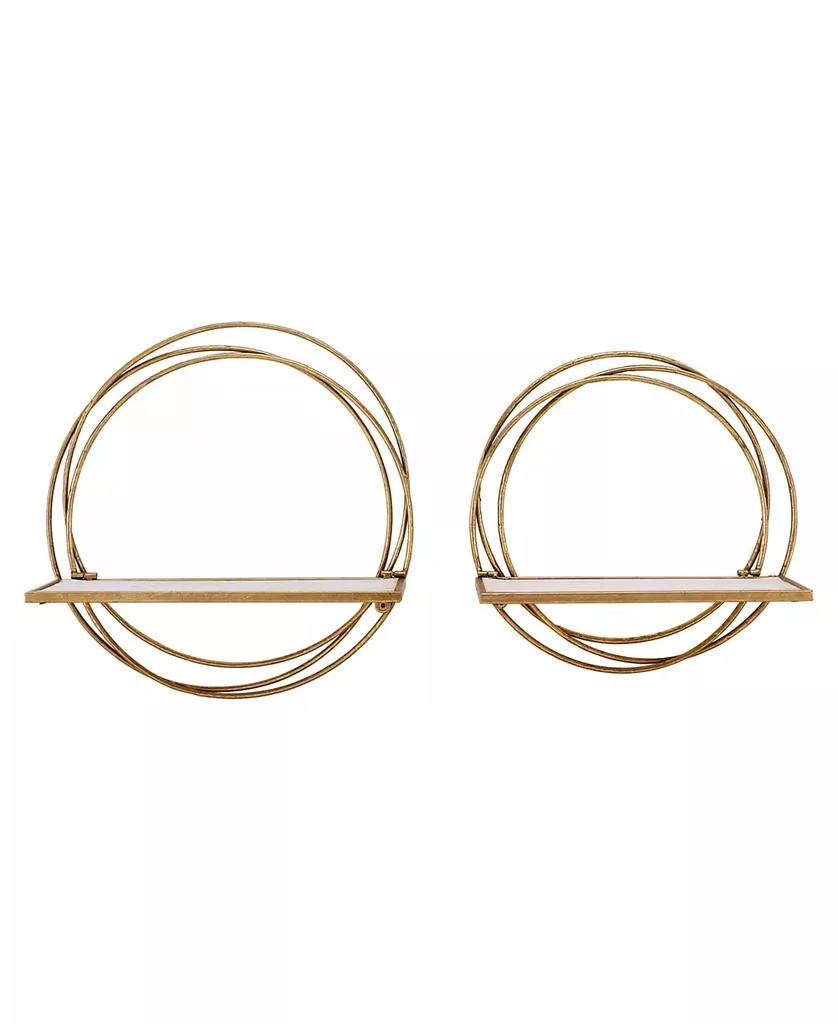商品Danya B|Golden-Tone Rings Floating Wall Shelves, Set of 2,价格¥337,第1张图片