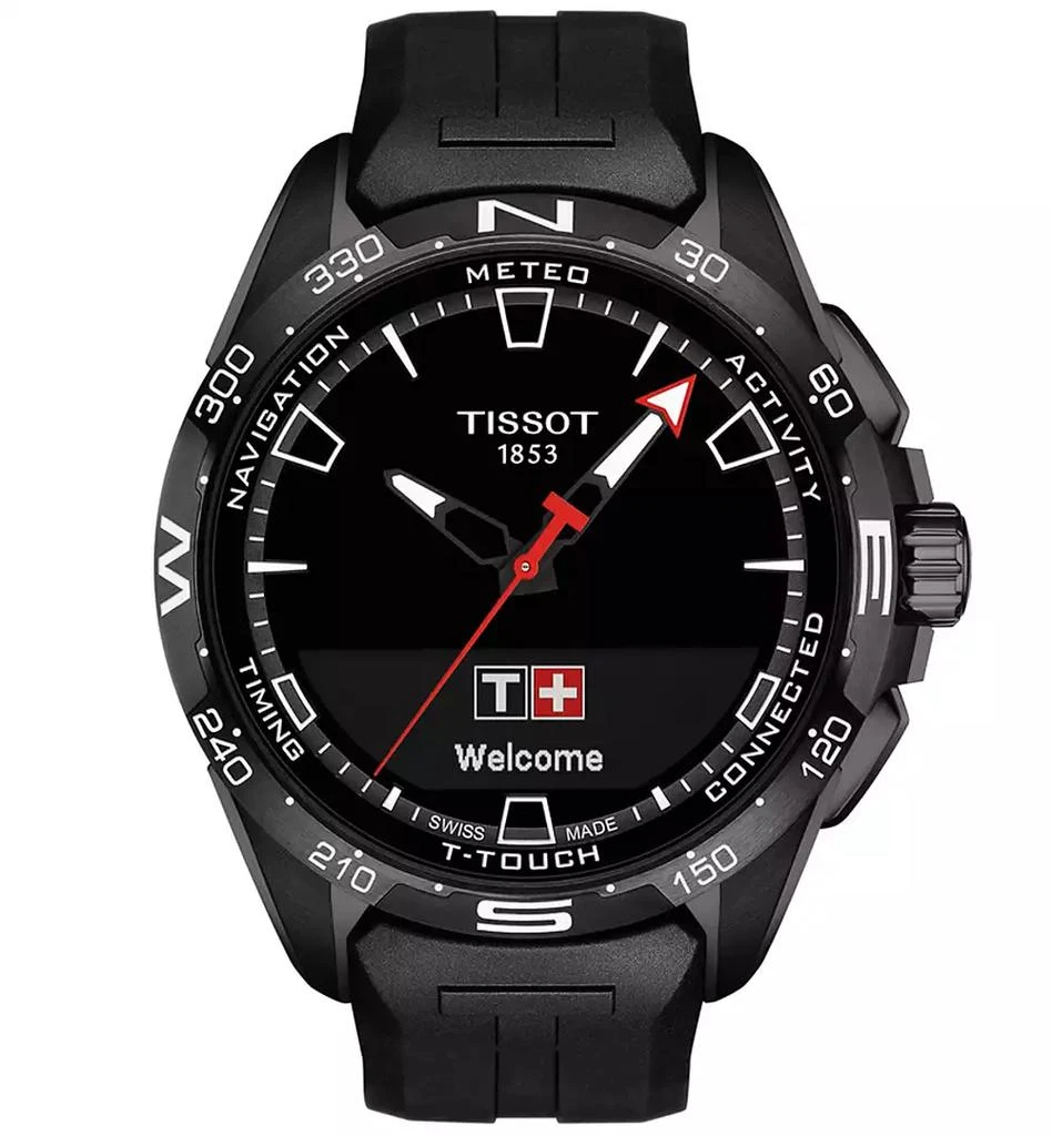 商品Tissot|Men's Swiss T-Touch Connect Solar Black Rubber Strap Smart Watch 48mm,价格¥8940,第1张图片