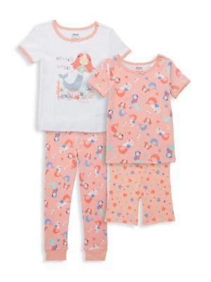 商品Little Me|Little Girl's 4-Piece Mermaid-Print & Star-Print Set,价格¥118,第1张图片