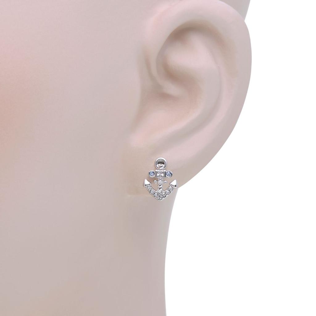 Swarovski Travel Rhodium Plated And Crystal Stud Earrings 5555752商品第2张图片规格展示
