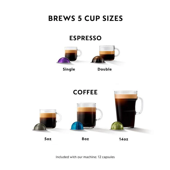 商品Nespresso|Vertuo Coffee & Espresso Maker by De'Longhi with Aeroccino Milk Frother,价格¥2008,第2张图片详细描述