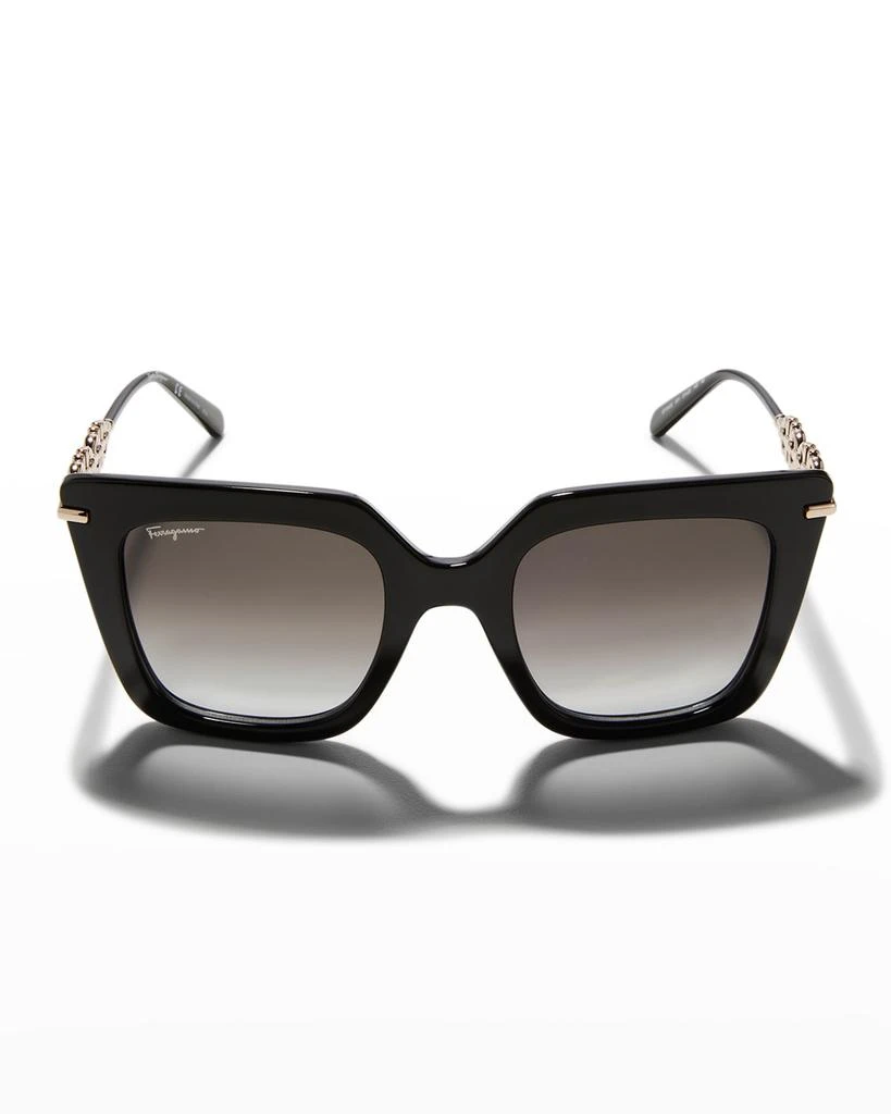 商品Salvatore Ferragamo|Gancini Chain Square Acetate & Metal Sunglasses,价格¥1330,第3张图片详细描述