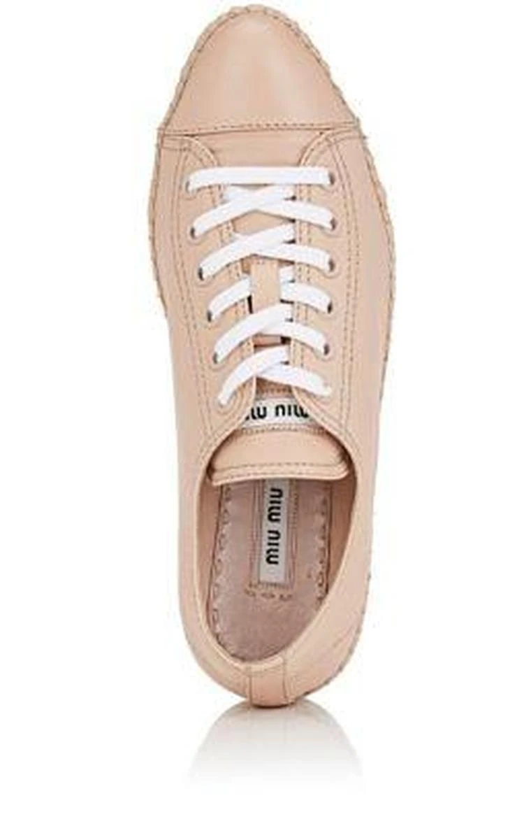 商品Miu Miu|Leather Platform Espadrille Sneakers,价格¥1779,第4张图片详细描述