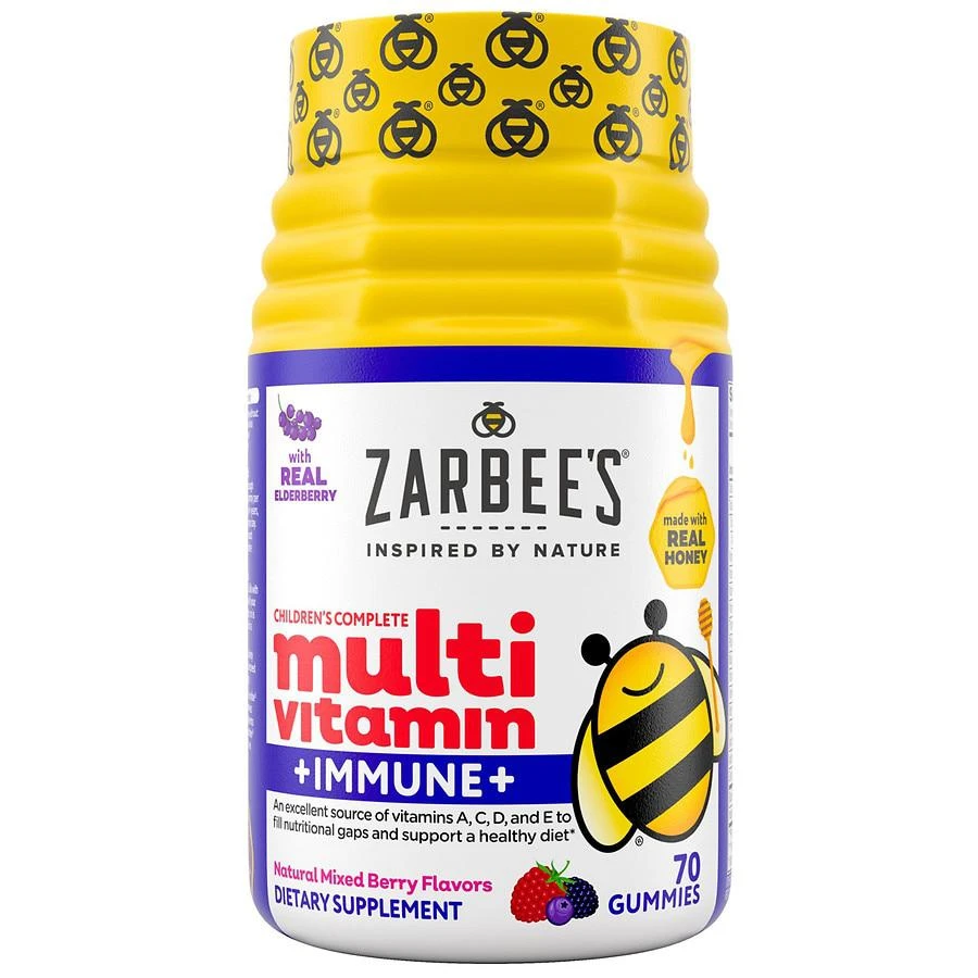 商品ZarBee's Naturals|Kids Complete Multivitamin + Immune Support Gummies Natural Fruit Flavors, Fragrance-Free,价格¥150,第1张图片