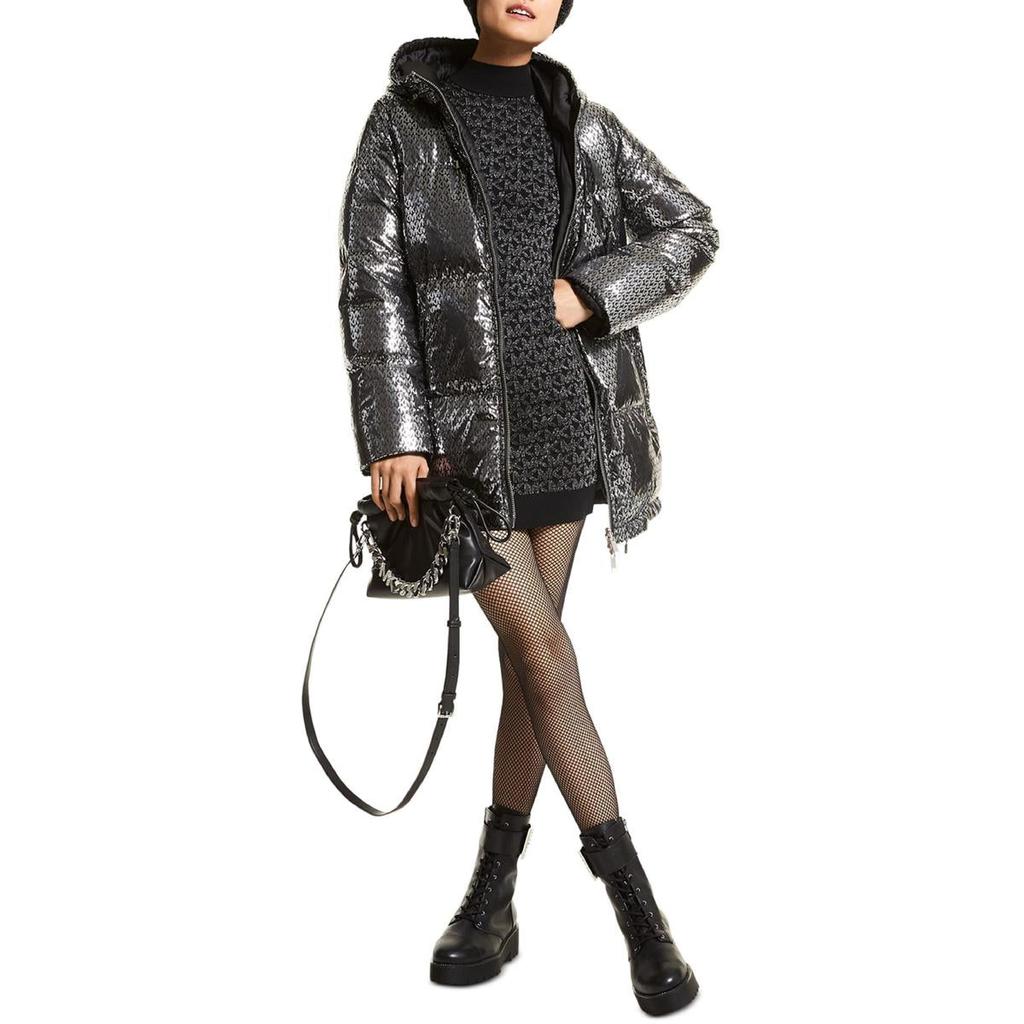 MICHAEL Michael Kors Womens Foil Short Puffer Jacket商品第1张图片规格展示