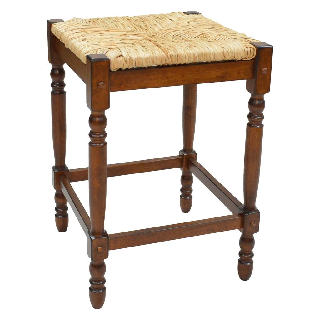 商品Homezia|24" Natural And Chestnut Solid Wood Backless Counter Height Bar Chair,价格¥924,第1张图片