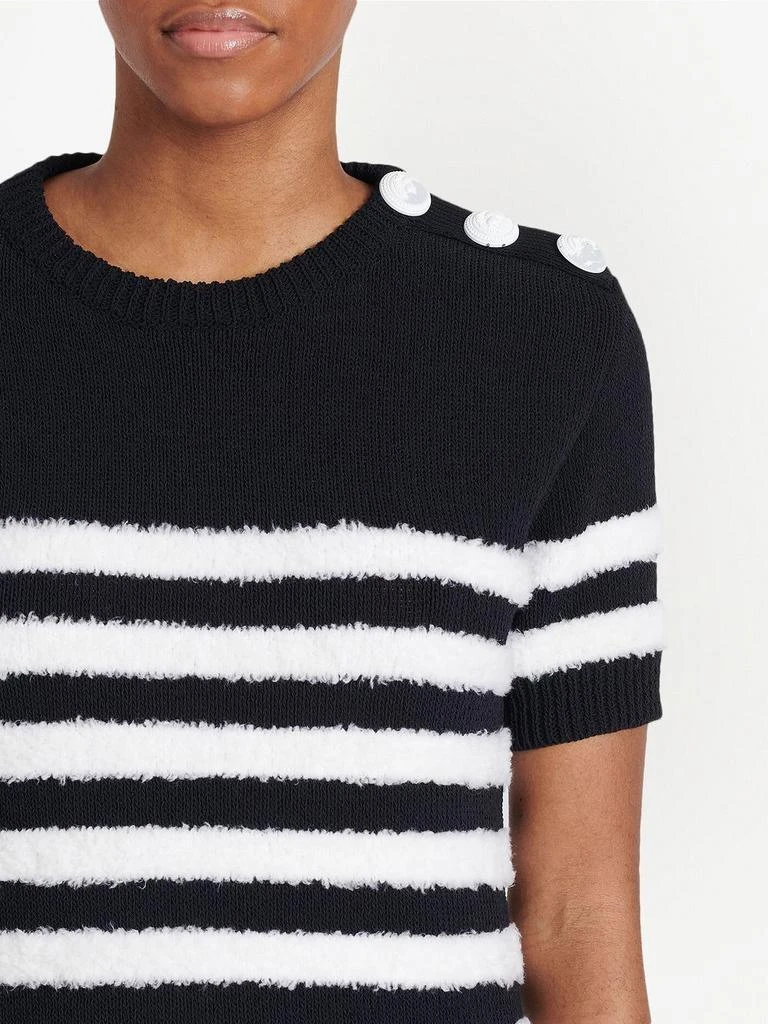 商品Balmain|BALMAIN Embossed buttons striped knit top,价格¥4005,第3张图片详细描述