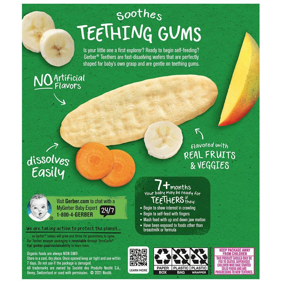 商品Gerber|Teethers Organic Baby Snacks Mango Banana Carrot,价格¥46,第2张图片详细描述