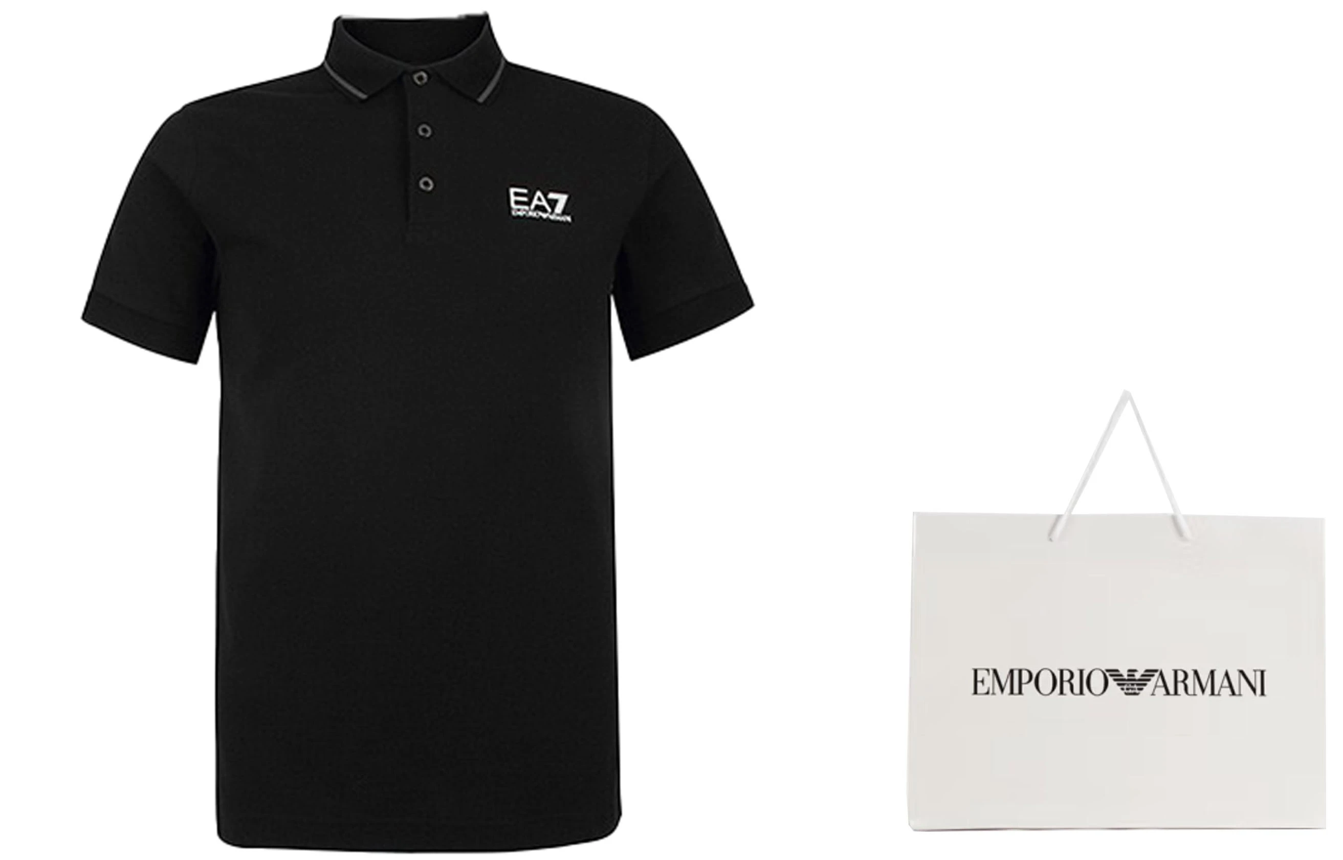 商品[国内直发] Emporio Armani|阿玛尼 EA7 字母时尚短袖Polo衫 男款 黑色,价格¥483,第8张图片详细描述