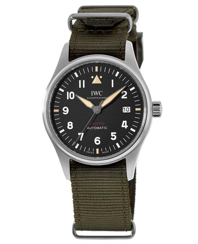 商品IWC Schaffhausen|IWC Pilot's Automatic Spitfire Black Dial Green Strap Men's Watch IW326801,价格¥34277,第1张图片