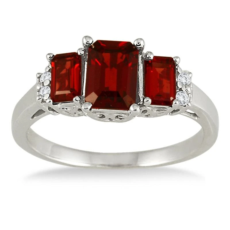 商品SSELECTS|Garnet And Diamond Ring In 10K White Gold,价格¥2444,第1张图片