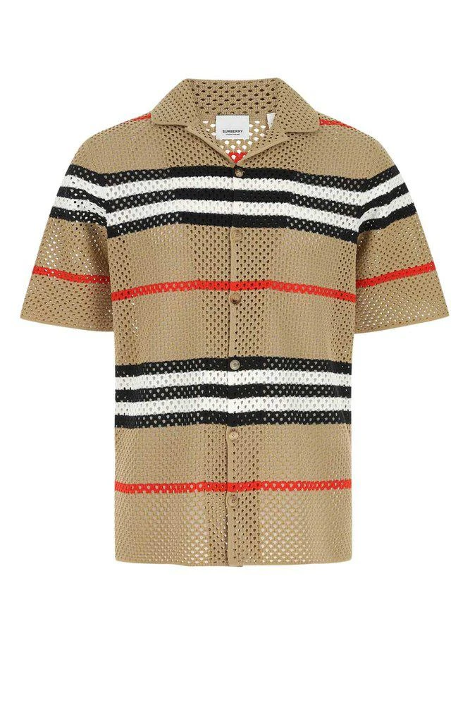 商品Burberry|Burberry Vintage Striped Open Knit Short Sleeved Shirt,价格¥6794,第1张图片