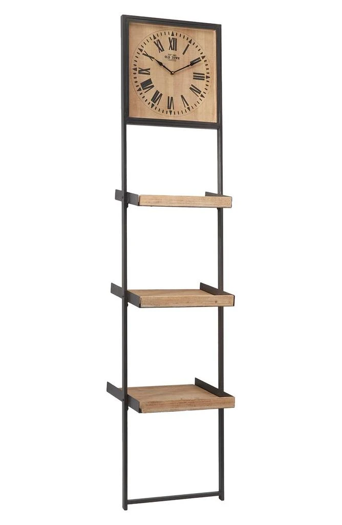 商品SONOMA SAGE HOME|Brown Wood Traditional Wall Shelf with Clock,价格¥1267,第1张图片