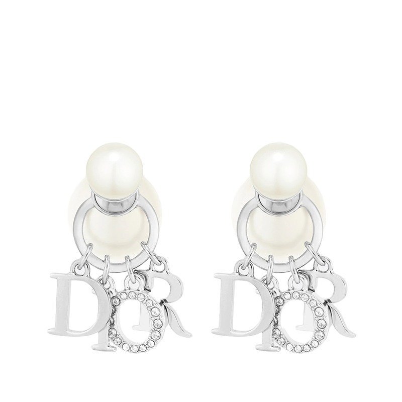 商品Dior|【预售3-7天】DIOR/迪奥 22春夏新款TRIBALES系列 女士银色金属白色树脂珠吊坠对称耳环E1411TRICY_D009,价格¥4751,第6张图片详细描述