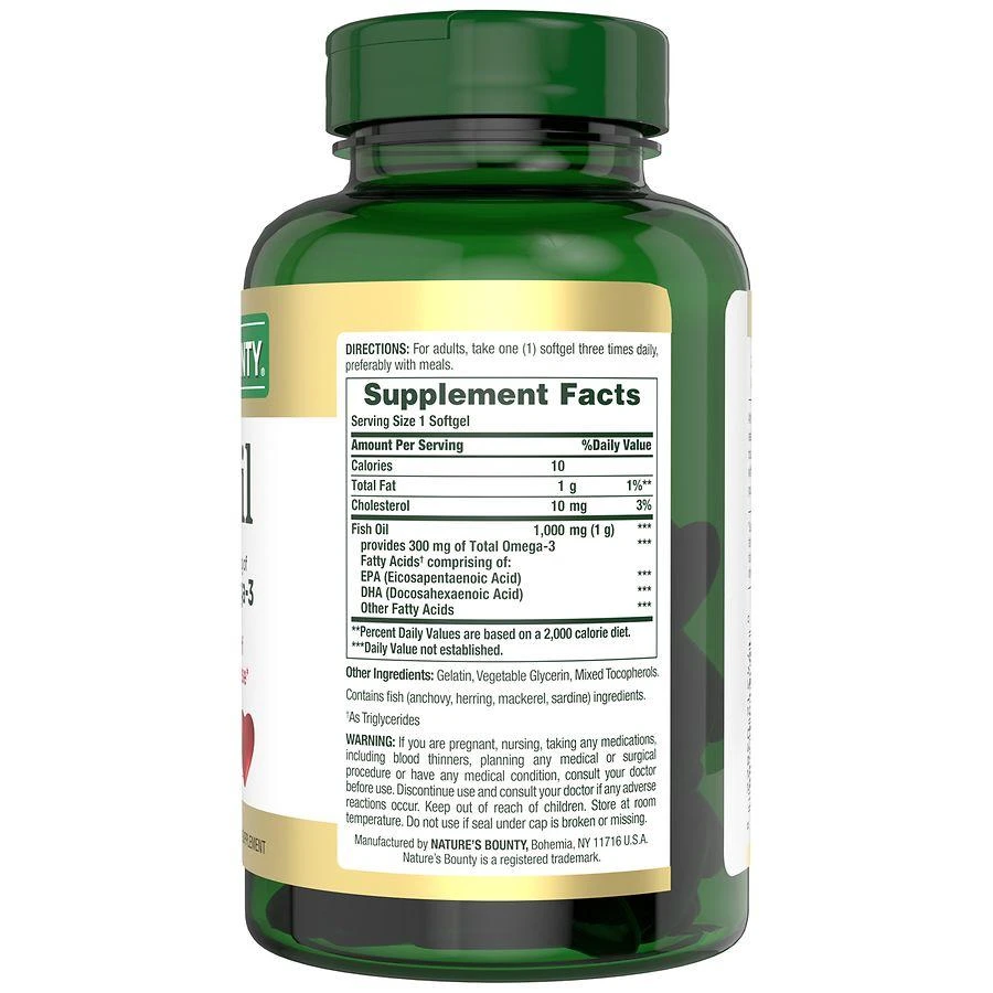 商品Nature's Bounty|Fish Oil With Omega 3 Softgels, 1000 mg,价格¥169,第4张图片详细描述