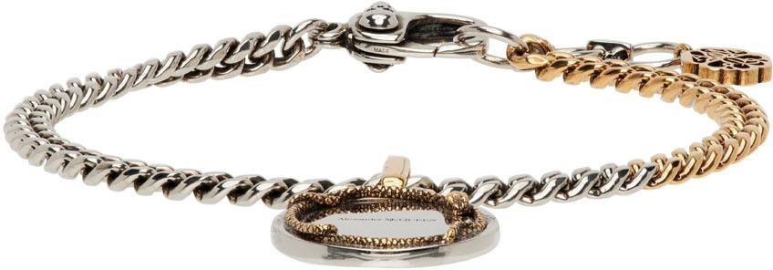商品Alexander McQueen|Silver & Gold Snake Bracelet,价格¥2147,第1张图片