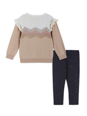 Baby Girl's Eyelash Sweater & Leggings Two-Piece Set商品第2张图片规格展示