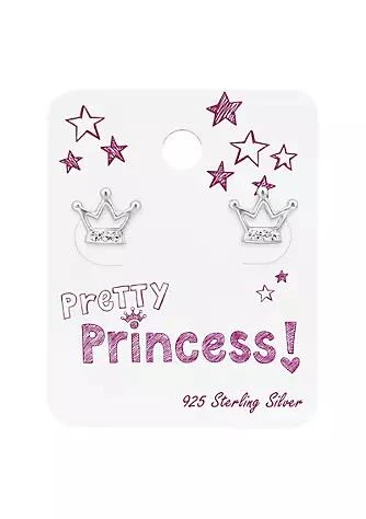 商品belk|Sterling Jewelry Sterling Silver Crown Childrens Stud Earrings On Pretty Princess Card,价格¥225,第1张图片
