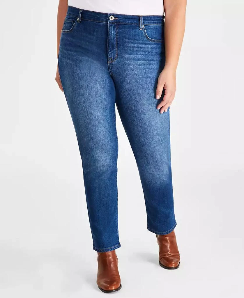 商品Style & Co|Plus Size High-Rise Straight-Leg Jeans, Exclusively at Macy's,价格¥111,第2张图片详细描述