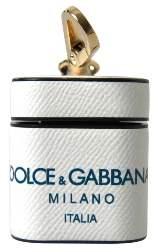 商品Dolce & Gabbana|Dolce & Gabbana White Blue Calf Leather Logo Print Strap Airpods Case,价格¥1495,第1张图片