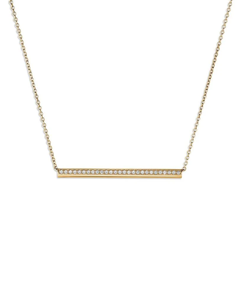 商品Hearts On Fire|18K Yellow Gold Barre Diamond Pavé Bar Necklace, 18",价格¥17672,第1张图片