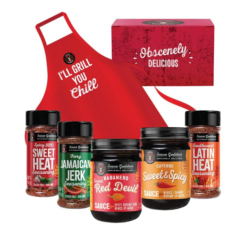 商品Sauce Goddess|Bring the Heat Spicy BBQ Sauces and Seasonings, Set of 5,价格¥748,第1张图片