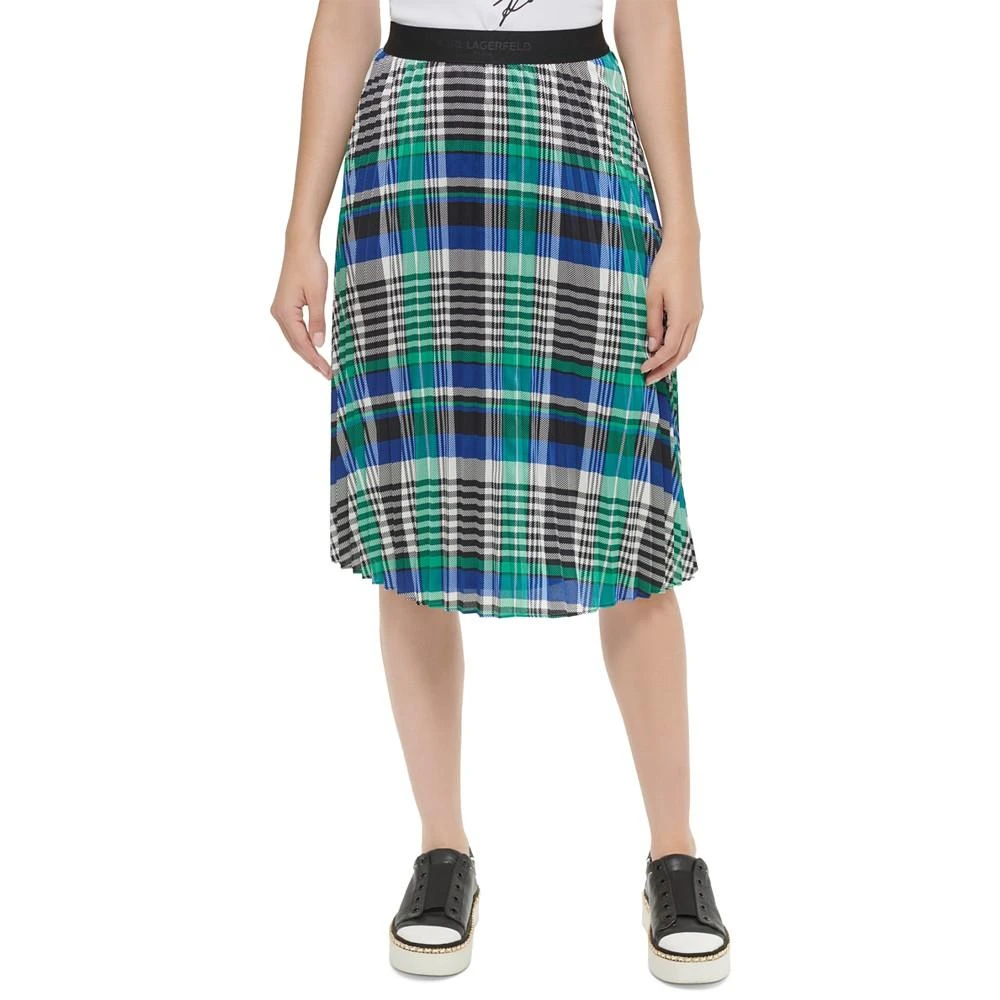 商品Karl Lagerfeld Paris|Women's Plaid Pleated Midi Skirt,价格¥194,第1张图片