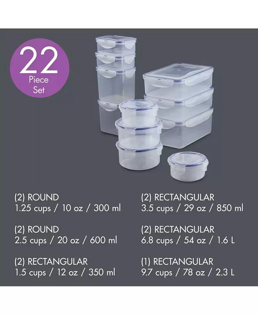 商品Lock & Lock|Easy Essentials 22-Pc. Food Storage Container Set,价格¥372,第3张图片详细描述