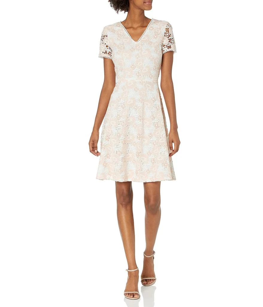 商品Karl Lagerfeld Paris|Women's Chemical Lace Fit and Flare Dress,价格¥1108,第1张图片