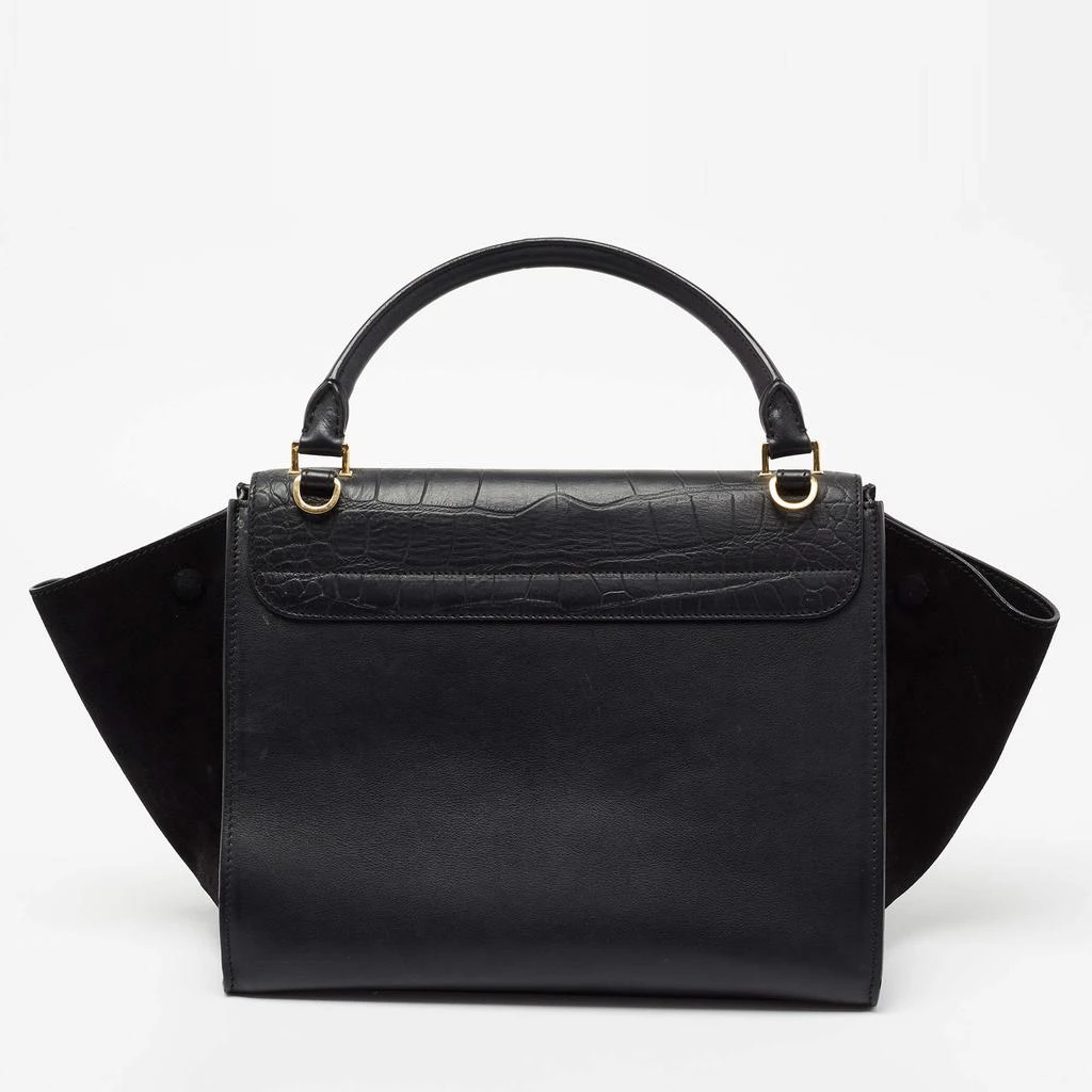 商品[二手商品] Celine|Celine Black Croc Embossed, Leather and Suede Medium Trapeze Bag,价格¥6821,第4张图片详细描述