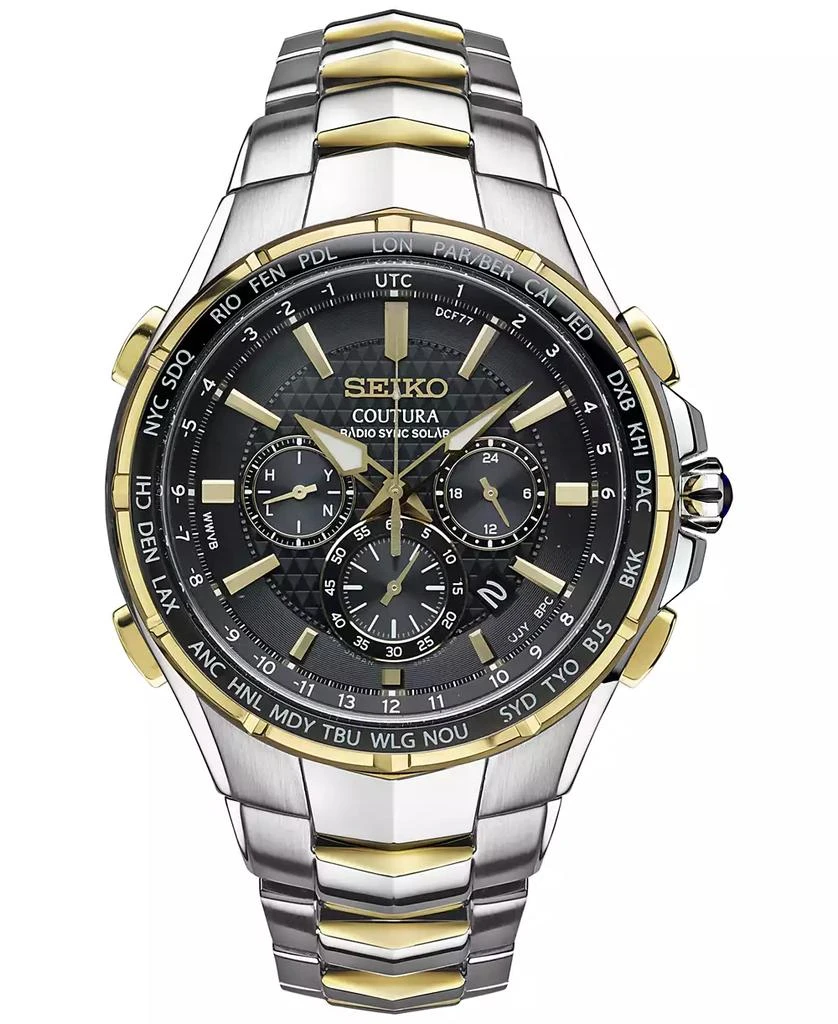 商品Seiko|Men's Coutura Radio Sync Solar Chronograph Two-Tone Stainless Steel Bracelet Watch 45mm SSG010,价格¥3669,第1张图片