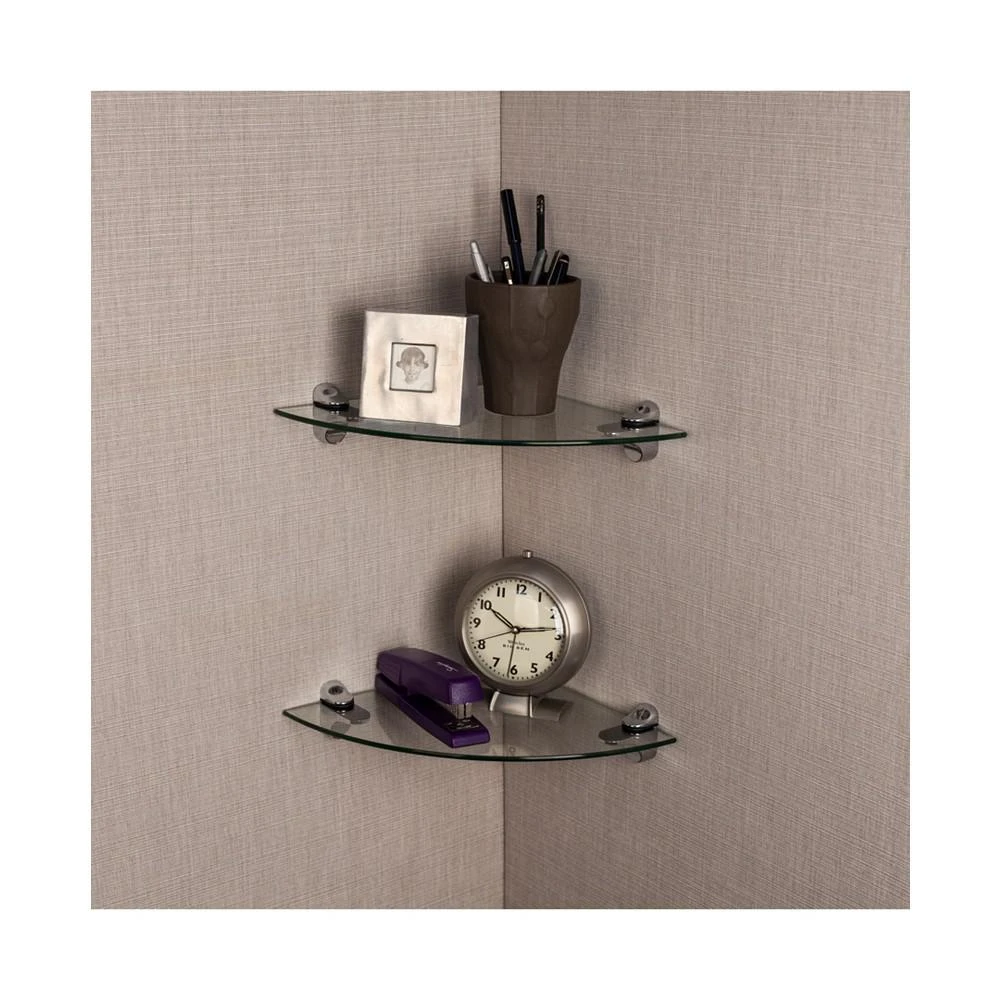 商品Danya B|Set of 2 Glass Radial Floating Shelves with Chrome Brackets 10" x 10",价格¥356,第3张图片详细描述