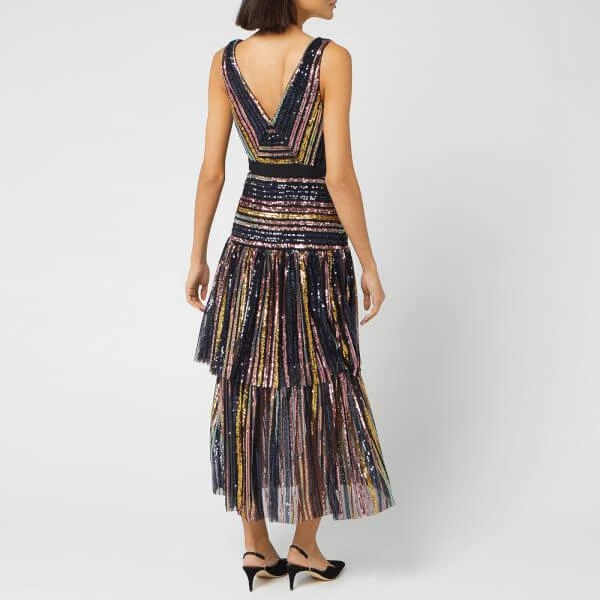 商品Self Portrait|Self-Portrait Women's Stripe Sequin Midi Dress - Multi,价格¥1411,第2张图片详细描述