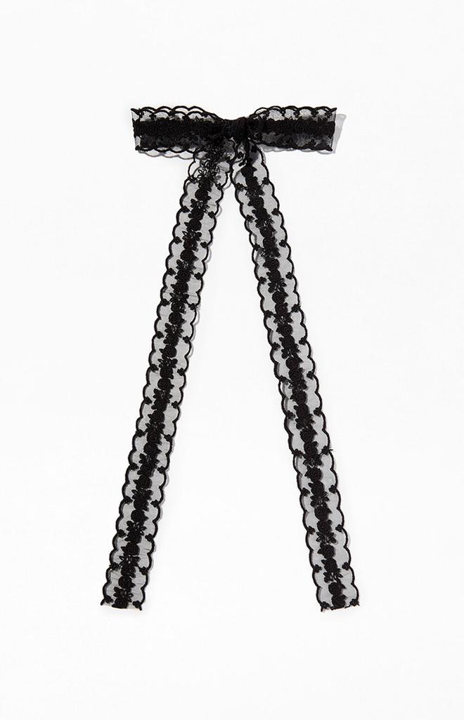 Rosette Scalloped Bow Bar Hair Clip