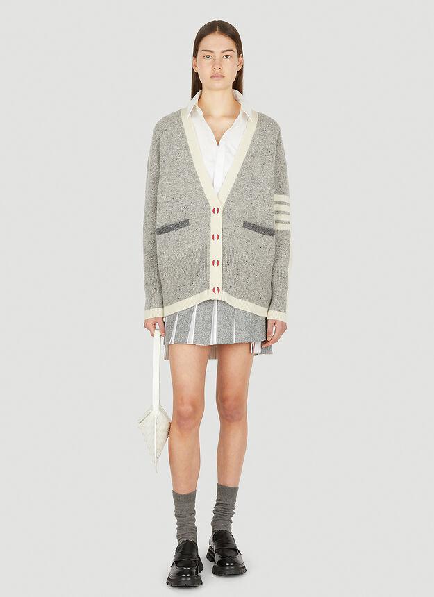 Pleated Herringbone Mini Skirt in Grey商品第2张图片规格展示