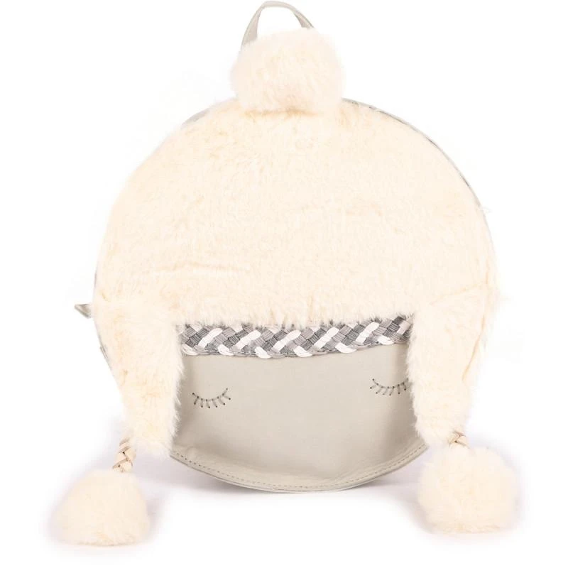 商品Donsje|Eky schoolbag leather backpack with fur detailing in light grey,价格¥2071,第1张图片