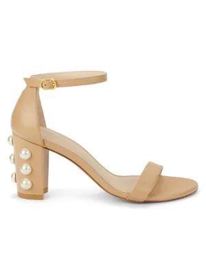 商品Stuart Weitzman|Women's Nearly Nude Leather Block-Heel Sandals,价格¥1037,第3张图片详细描述