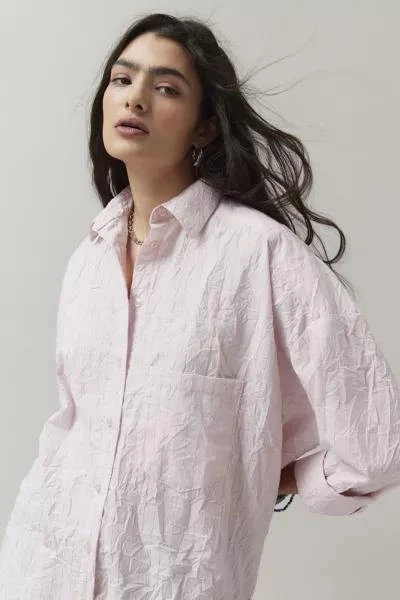 商品BDG|BDG Ryanne Crinkled Button-Down Shirt,价格¥153,第3张图片详细描述