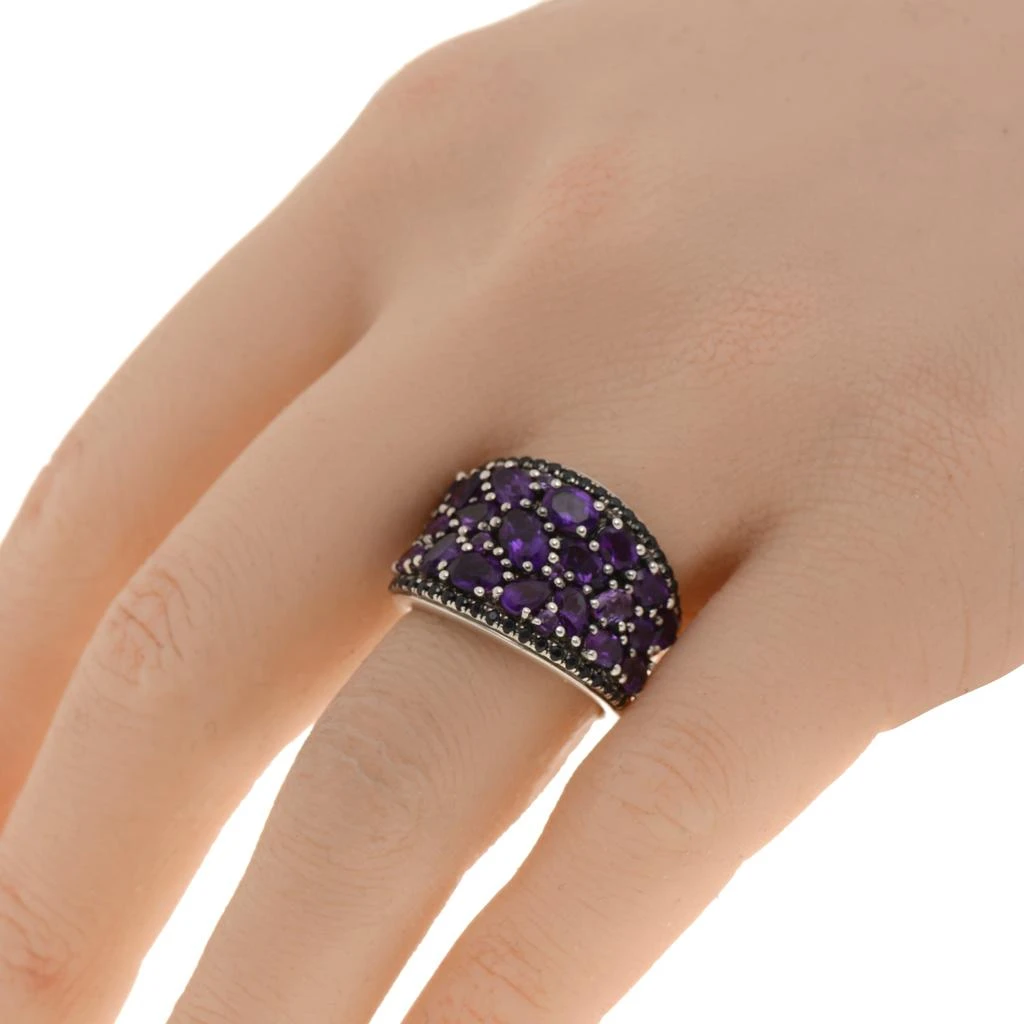 商品Charles Krypell|Charles Krypell Roxy Sterling Silver and Amethyst, and Black Sapphire 0.51ct. tw. Band Ring Sz. 6.25,价格¥5975,第2张图片详细描述