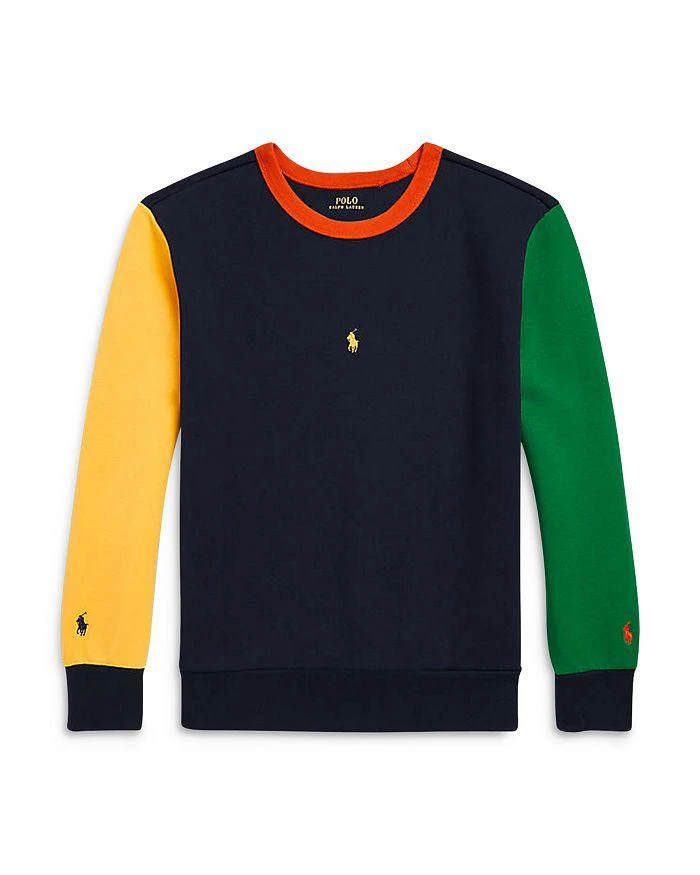 商品Ralph Lauren|Boys' Color Blocked Double Knit Sweatshirt - Little Kid, Big Kid,价格¥318,第1张图片