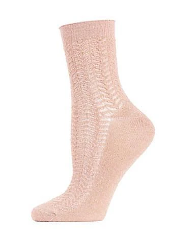 商品Memoi|Metallic Ivy Pointelle Cotton Blend Anklet Socks,价格¥84,第1张图片详细描述