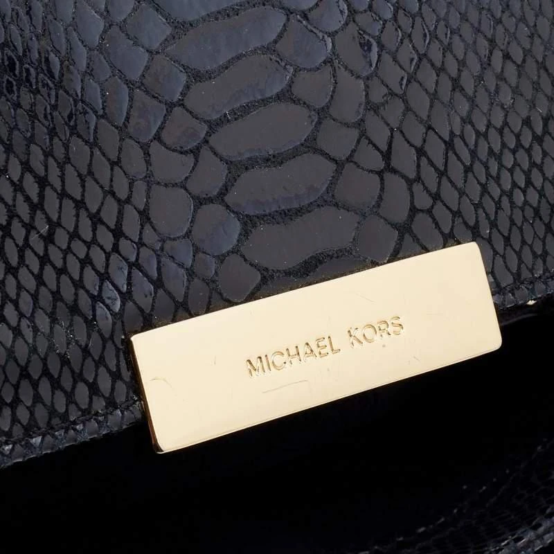 商品[二手商品] Michael Kors|Michael Kors Black Python Effect Leather Sloan Shoulder Bag,价格¥814,第5张图片详细描述